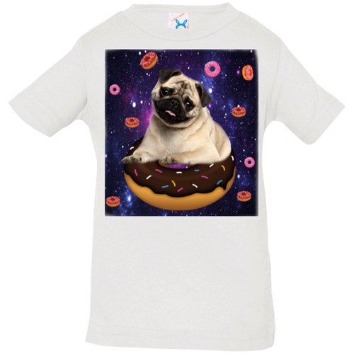 SPACE PUG RIDING DONUTS Infant Jersey T-Shirt