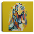 Hand painted Bassethound Square Canvas .75in Frame