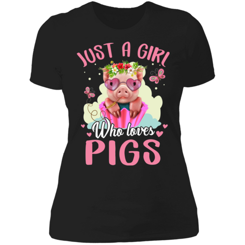 JUST A GIRL WHO LOVES PIGS Ladies' Boyfriend T-Shirt
