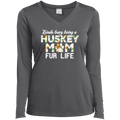 HUSKY MOM FUR LIFE Ladies' LS Performance V-Neck T-Shirt
