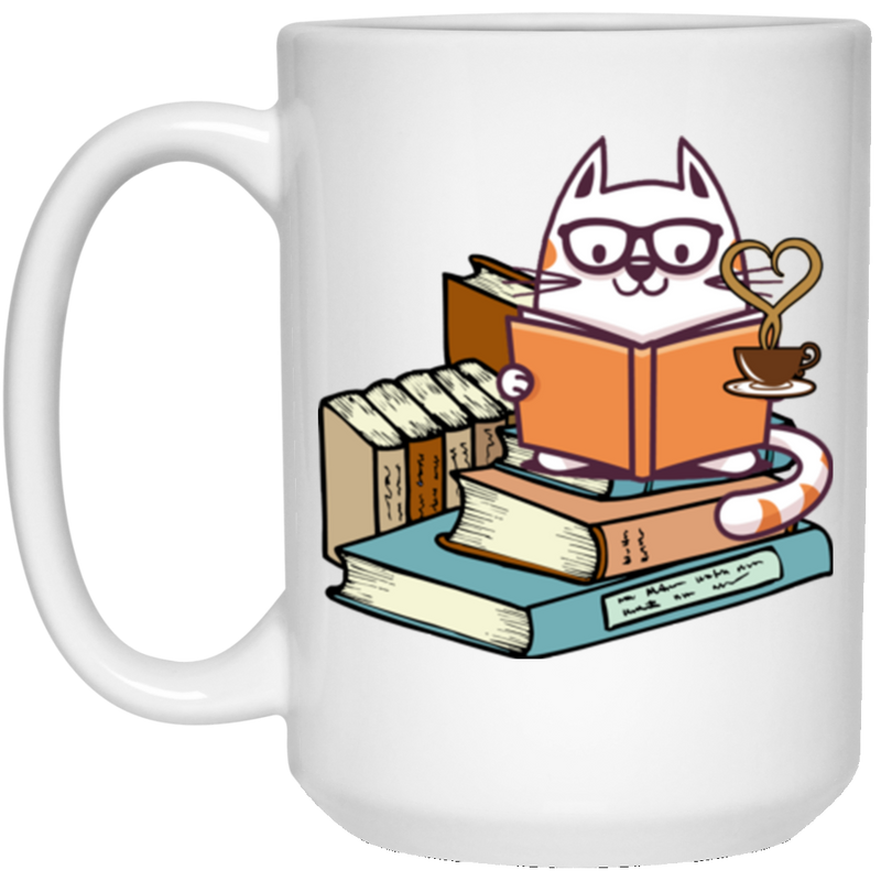 KITTENS CATS TEA AND BOOKS 15 oz. White Mug