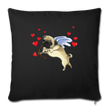 Pug cupid Throw Pillow Cover 17.5” x 17.5” - black