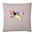 Pug cupid Throw Pillow Cover 17.5” x 17.5” - light taupe