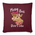 Messy hair dont care Throw Pillow Cover 17.5” x 17.5” - burgundy
