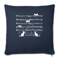 Cute Cat Kitty Playing Music Note Clef Musician Throw Pillow Cover 17.5” x 17.5” - navy