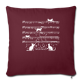 Cute Cat Kitty Playing Music Note Clef Musician Throw Pillow Cover 17.5” x 17.5” - burgundy