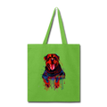 Hand painted rottweiler Tote Bag - lime green