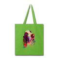 Hand painted bassethound Tote Bag - lime green