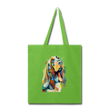 Hand painted bassethound-Tote Bag - lime green