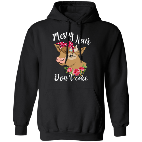 MESSY HAIR DON'T CARE LADIES Pullover Hoodie 8 oz.