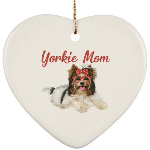 YORKIE MOM Ceramic Heart Ornament