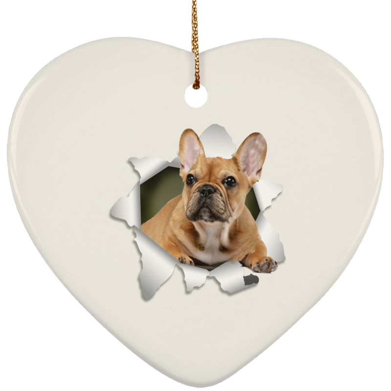 FRENCH BULLDOG 3D Ceramic Heart Ornament