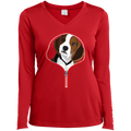 BEAGLE ZIP-DOWN Ladies' LS Performance V-Neck T-Shirt