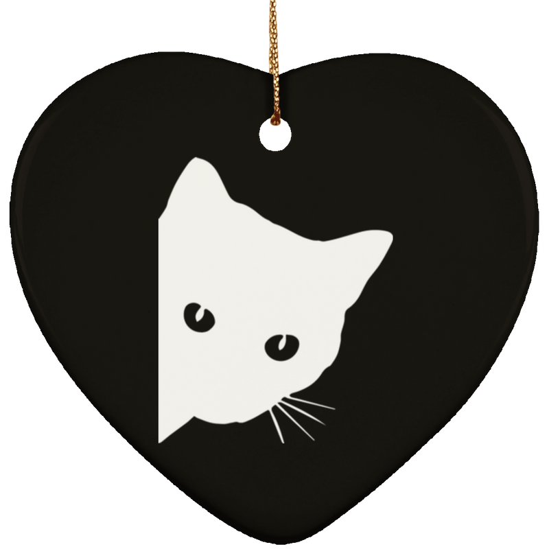 CUTE SPY CAT Ceramic Heart Ornament