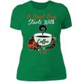 A GOOD DAY STARTS WITH COFFEE AND CATS Ladies' Boyfriend T-Shirt