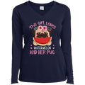 THIS GIRL LOVES WATERMELON AND HER PUG Ladies' LS Performance V-Neck T-Shirt