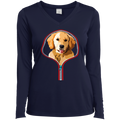 GOLDEN RETRIEVER ZIP-DOWN Ladies' LS Performance V-Neck T-Shirt