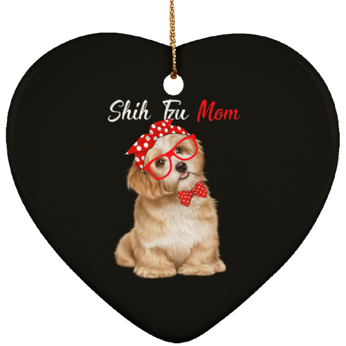 SHIH TZU Ceramic Heart Ornament