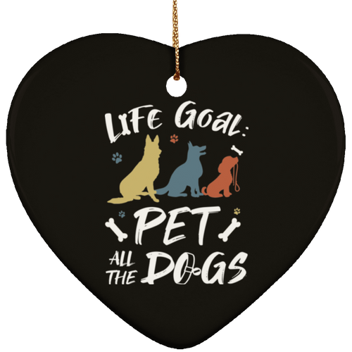 PET ALL THE DOGS Ceramic Heart Ornament