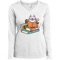 CATS TEA AND BOOKS Ladies' LS Performance V-Neck T-Shirt