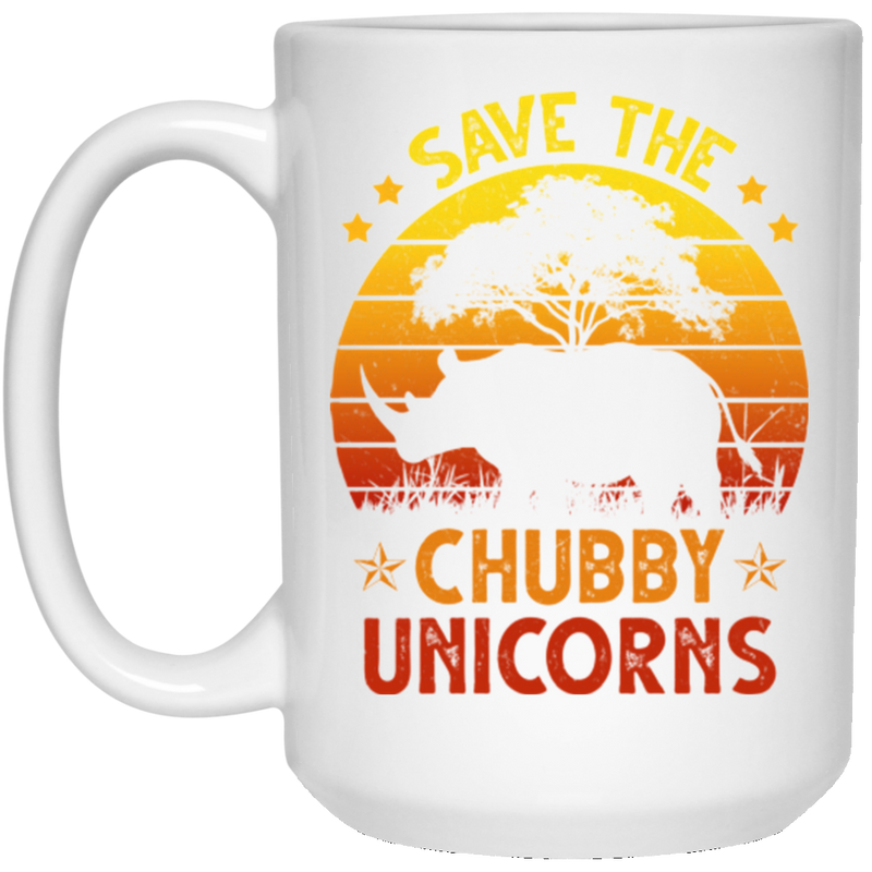 SAVE THE CHUBBY UNICORNS 15 oz. White Mug