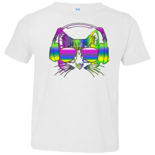 RAINBOW MUSIC CAT Toddler Jersey T-Shirt