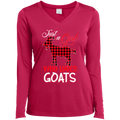 JUST A GIRL WHO LOVES GOATS Ladies' LS Performance V-Neck T-Shirt