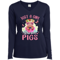 JUST A GIRL WHO LOVES PIGS Ladies' LS Performance V-Neck T-Shirt