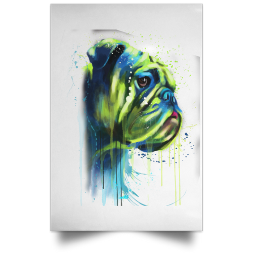 HAND PAINTED BULLDOG Satin Portrait Poster