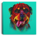 Hand Painted Rottweiler Square Canvas .75in Frame