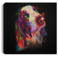 Hand painted Bassethound Square Canvas .75in Frame