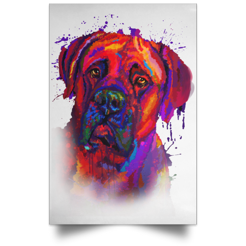 HAND PAINTED BULLMASTIFF Satin Portrait Poster