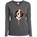 BEAGLE ZIP-DOWN Ladies' LS Performance V-Neck T-Shirt