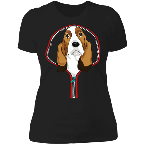 BASSET HOUND ZIP-DOWN Ladies' Boyfriend T-Shirt