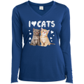 I LOVE CATS Ladies' LS Performance V-Neck T-Shirt