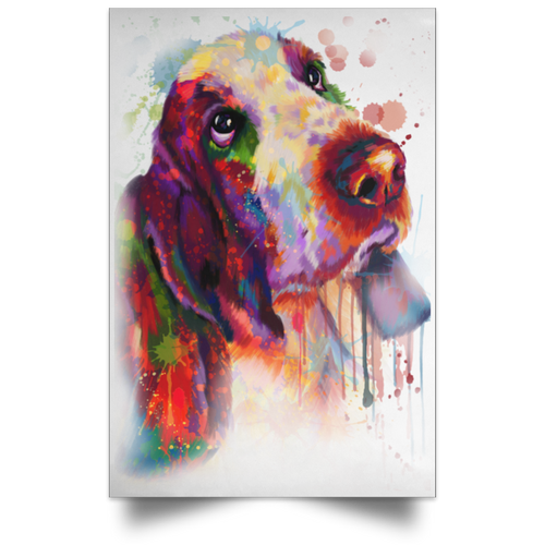 HAND PAINTED BASSETHOUND Satin Portrait Poster