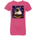 SPACE PUG RIDING DONUTS Girls' Princess T-Shirt