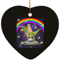 TACO KITTY RAINBOW RIDDING T-REX LASER EYE Ceramic Heart Ornament