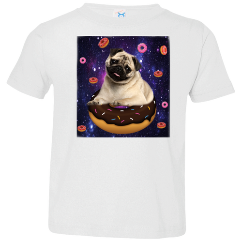 SPACE PUG RIDING DONUTS Toddler Jersey T-Shirt