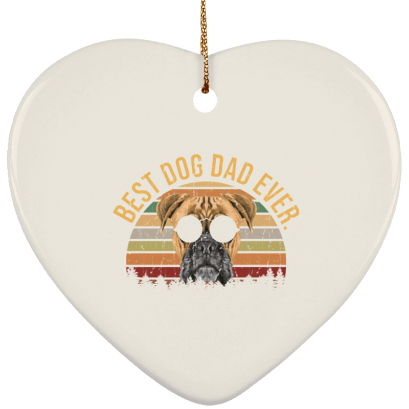 BEST DOG DAD EVER Ceramic Heart Ornament