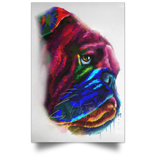 HAND PAINTED BULLDOG Satin Portrait Poster
