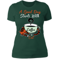 A GOOD DAY STARTS WITH COFFEE AND CATS Ladies' Boyfriend T-Shirt