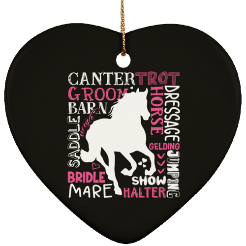HORSE LOVER Ceramic Heart Ornament