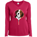 BEAGLE ZIP-DOWN Ladies' LS Performance V-Neck T-Shirt