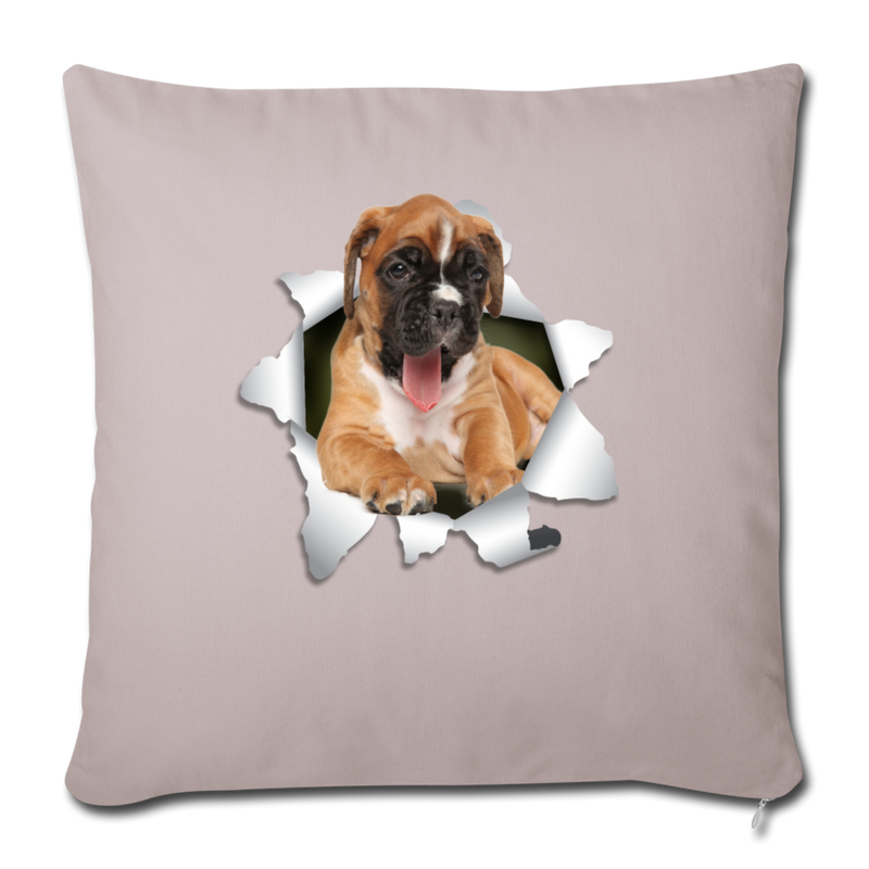 BOXER Throw Pillow Cover 17.5” x 17.5” - light taupe