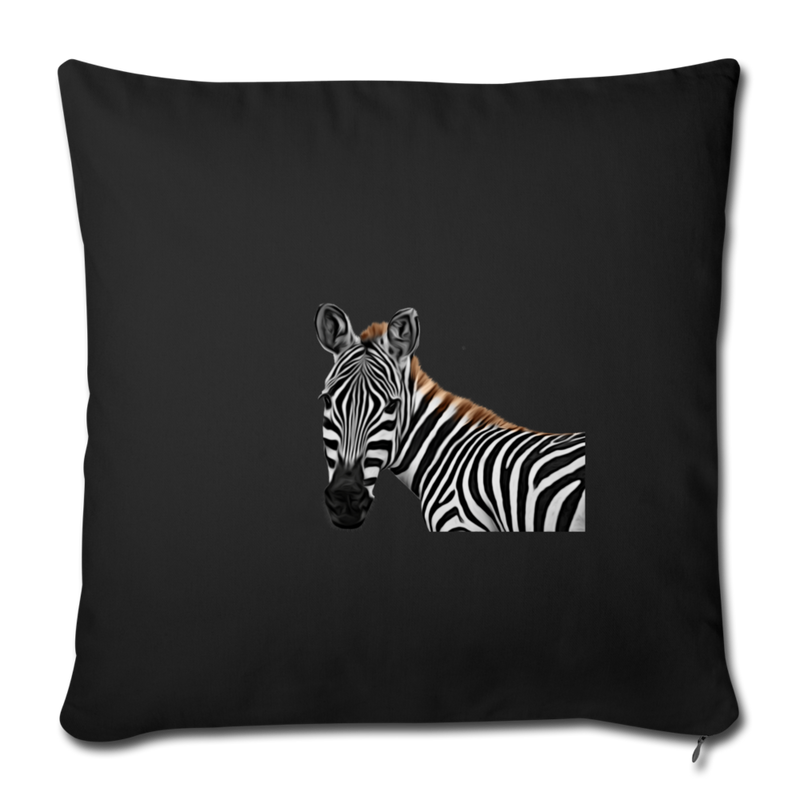 ZEBRA Throw Pillow Cover 17.5” x 17.5” - black