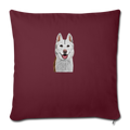 SIBERIAN HUSKY Throw Pillow Cover 17.5” x 17.5” - burgundy