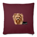 YORKSHIRE TERRIER Throw Pillow Cover 17.5” x 17.5” - burgundy