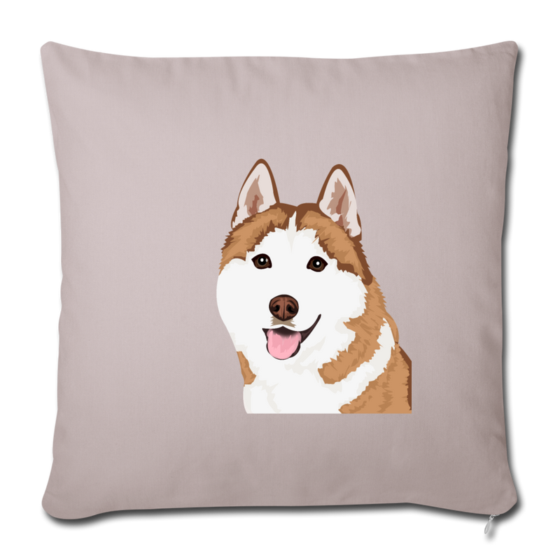 SIBERIAN HUSKY Throw Pillow Cover 17.5” x 17.5” - light taupe