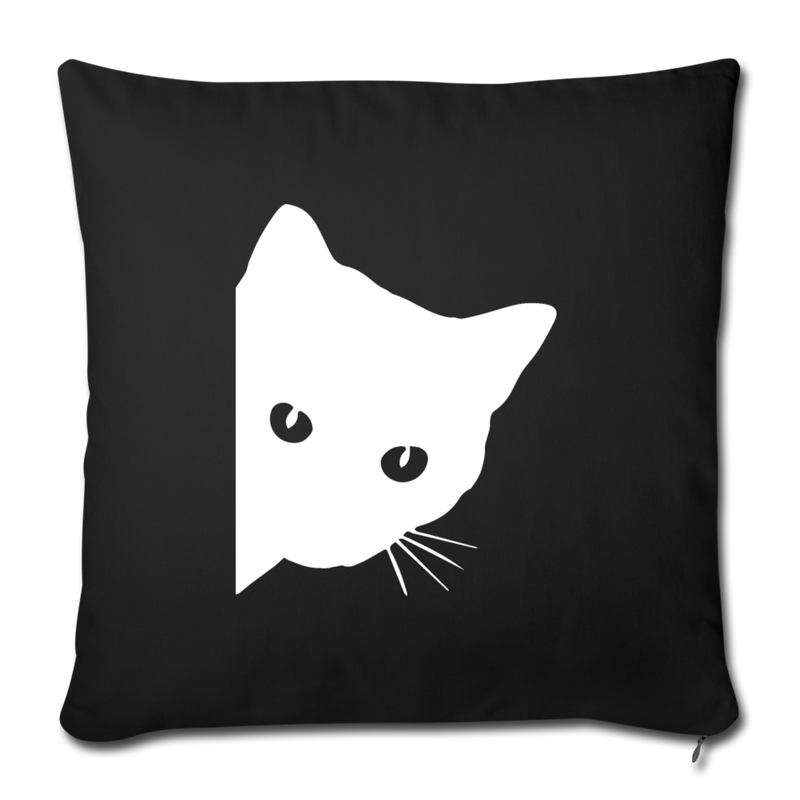 Womens Cute Spy Cat Cat Lover Ladies Throw Pillow Cover 17.5” x 17.5” - black